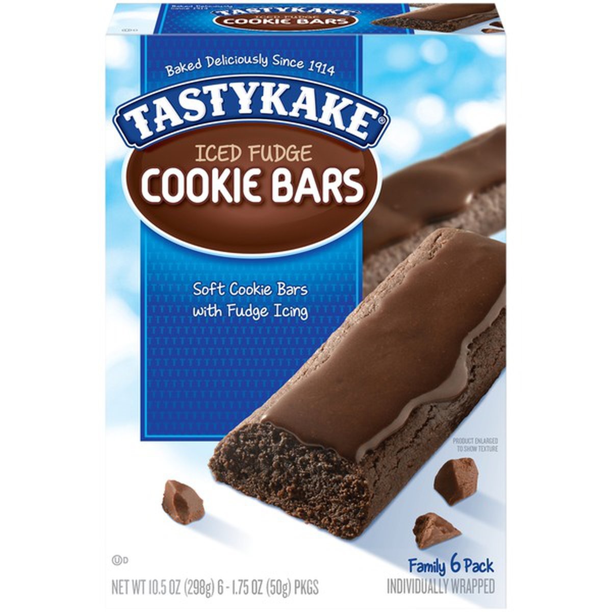 slide 1 of 1, Tastykake Iced Fudge Cookie Bars, 6 ct 1.75 oz