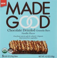 MadeGood Vanilla Flavor Chocolate Drizzled Granola Bars, 5-0.85 oz Packs