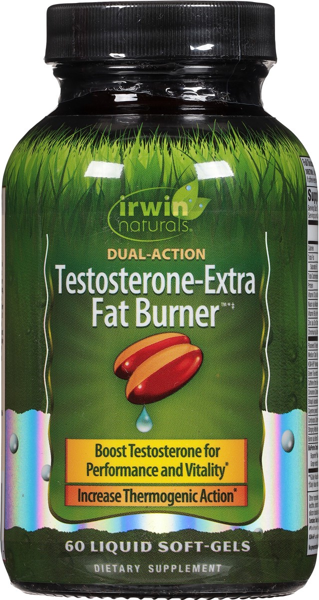 slide 12 of 12, Irwin Naturals Fat Burner Dual Action Testosterone-Extra 60 Soft-Gels, 60 ct