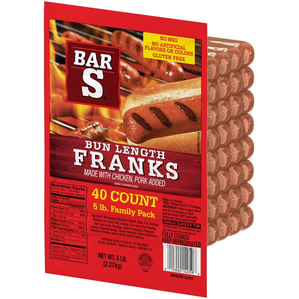 slide 3 of 3, Bar-S Bun Length Franks, 40 ct