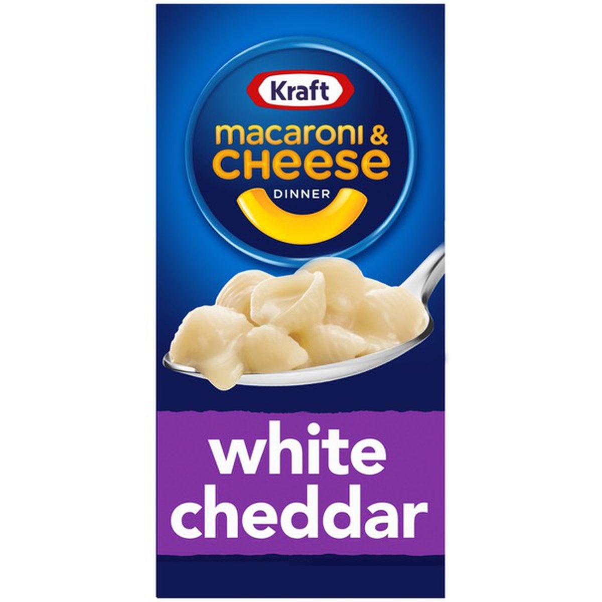 slide 1 of 1, Kraft White Cheddar Macaroni & Cheese Dinner With Pasta Shells, 7.3 oz