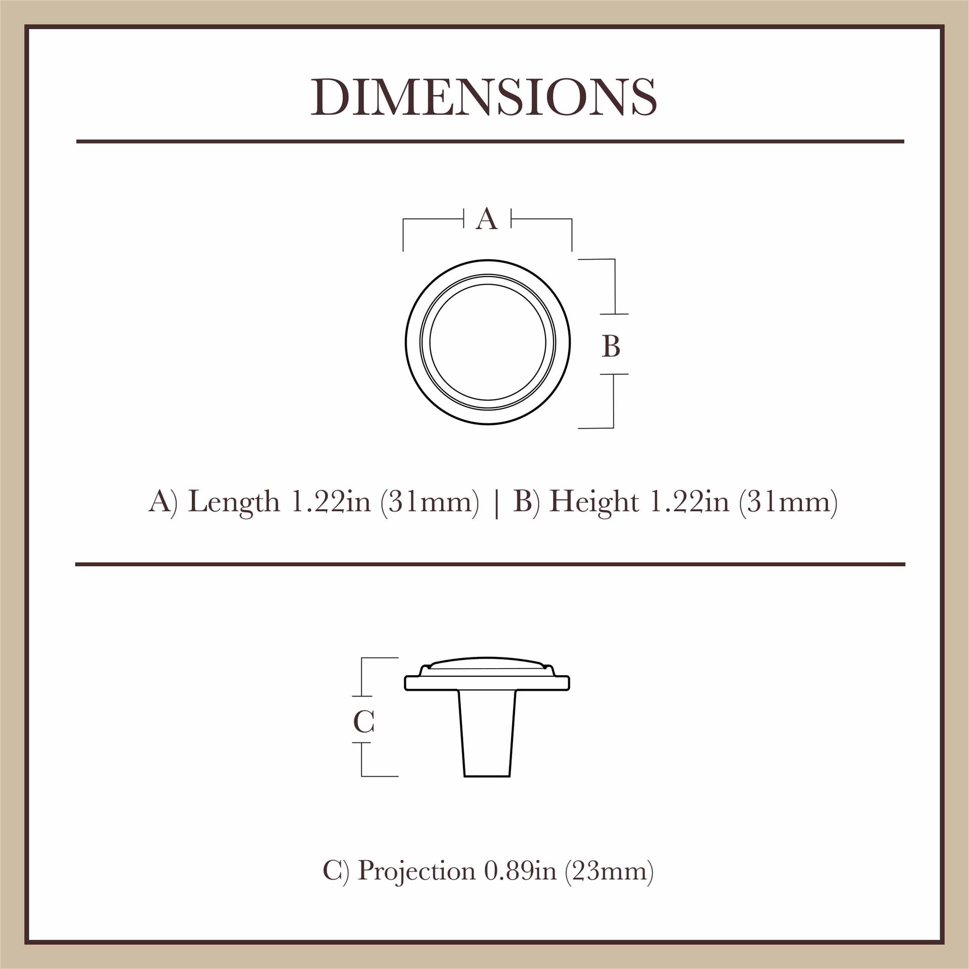 slide 4 of 6, allen + roth Tindley 1-1/4-in Rust Round Traditional Cabinet Knob, 1 ct