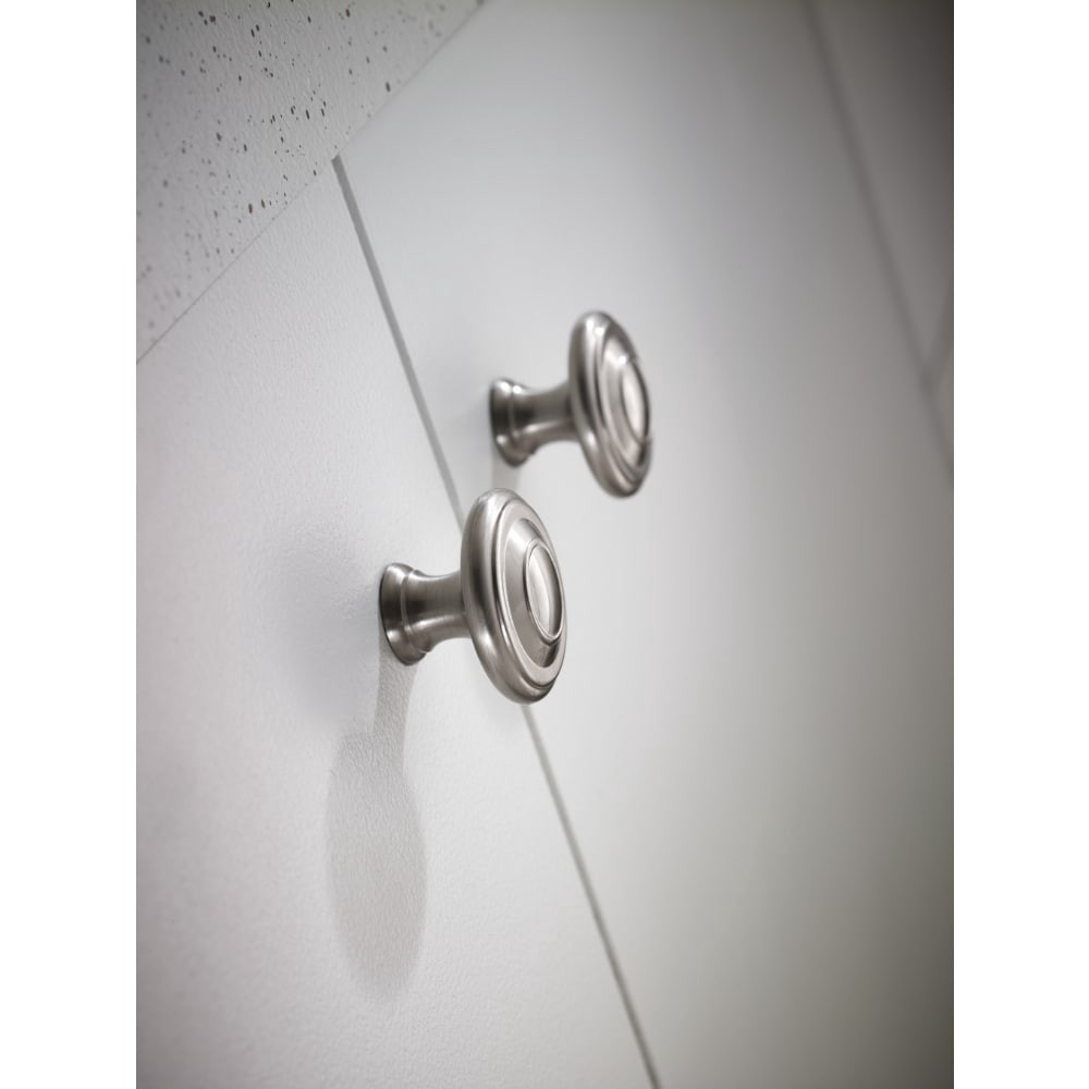 slide 2 of 6, allen + roth Oliver 1-3/8-in Satin Nickel Round Traditional Cabinet Knob, 1 ct