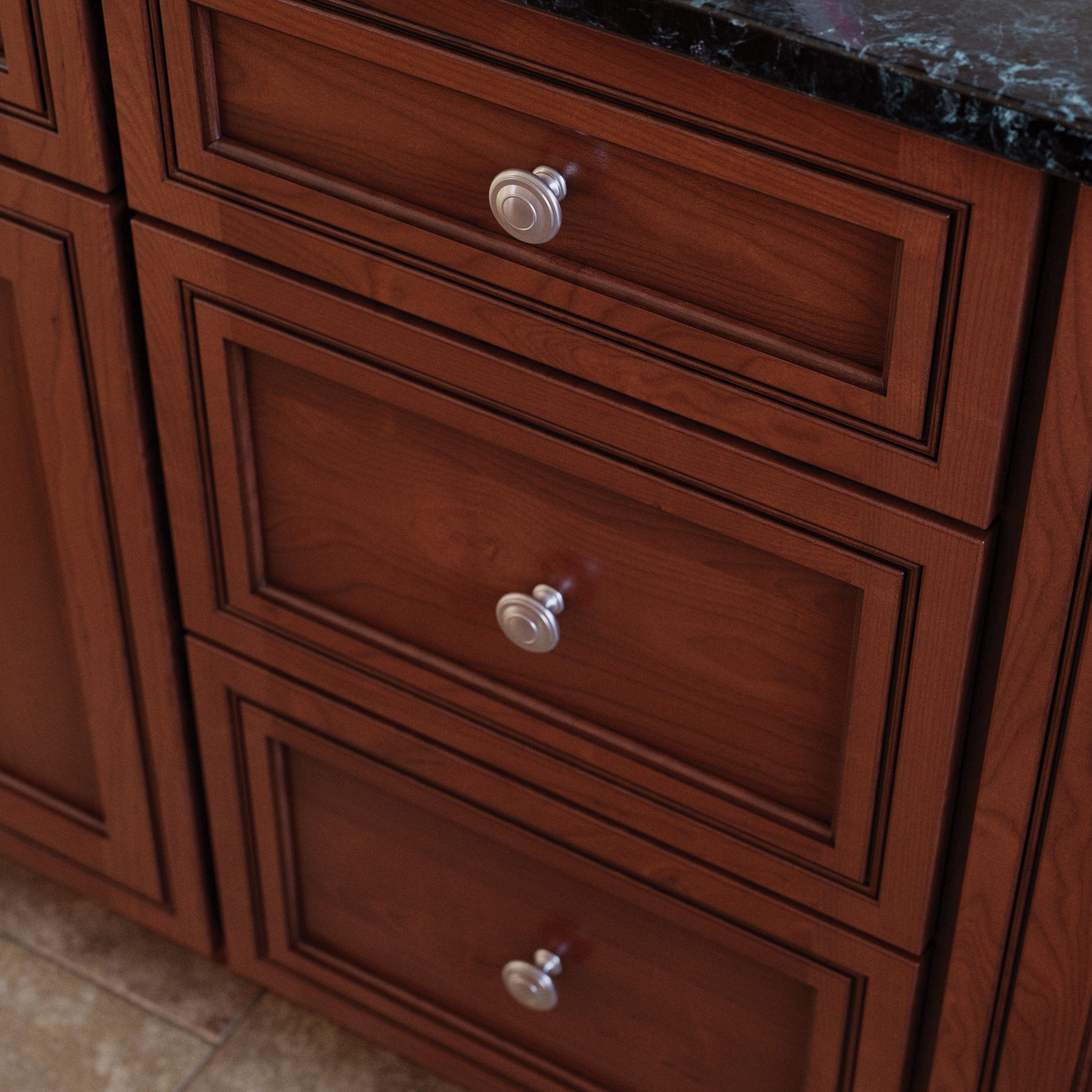 slide 3 of 6, allen + roth Oliver 1-3/8-in Satin Nickel Round Traditional Cabinet Knob, 1 ct