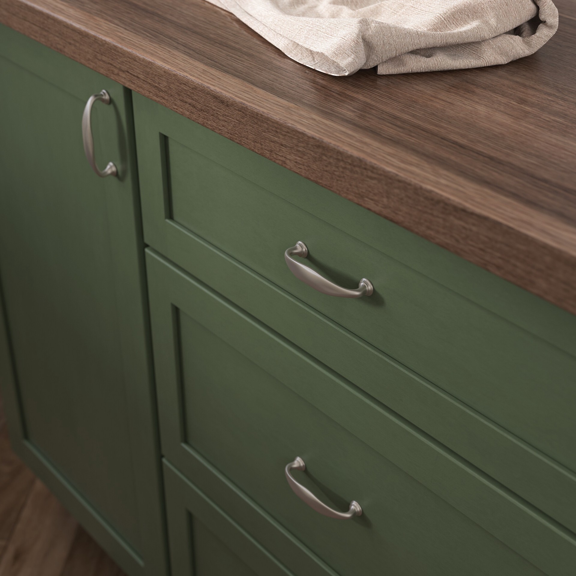 slide 2 of 6, allen + roth Barnabas 3-in , 76mm Center to Center Satin Nickel Arch Handle Drawer Pull, 1 ct