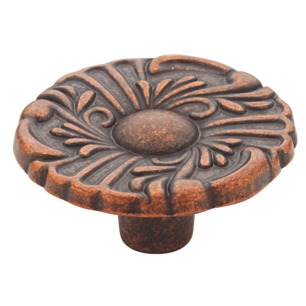 slide 1 of 6, allen + roth Marcelline 1-1/2-in Sponged Copper Round Traditional Cabinet Knob, 1 ct