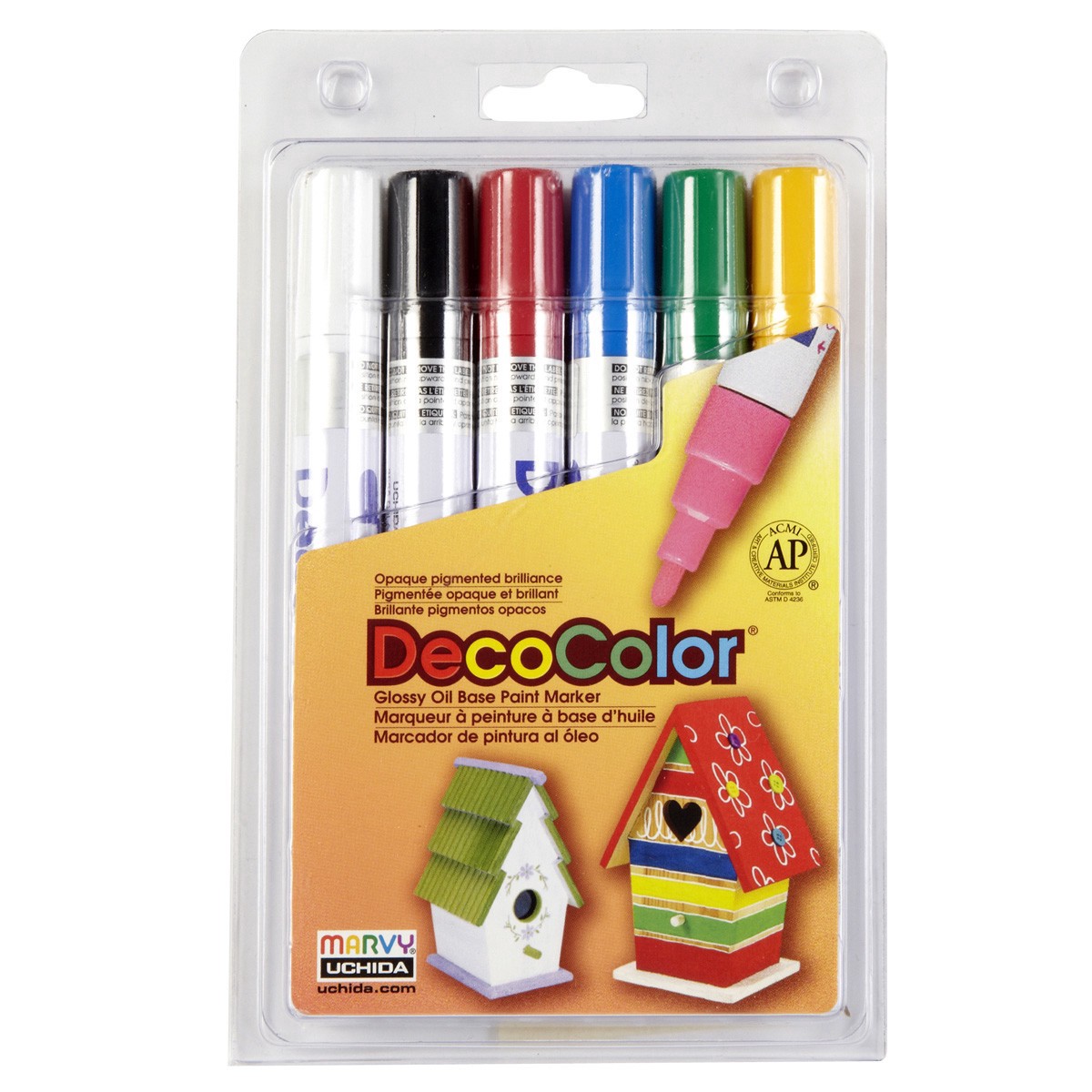slide 2 of 3, Paint Marker Set Marvy Uchida Decocolor Broad Point, 6 ct