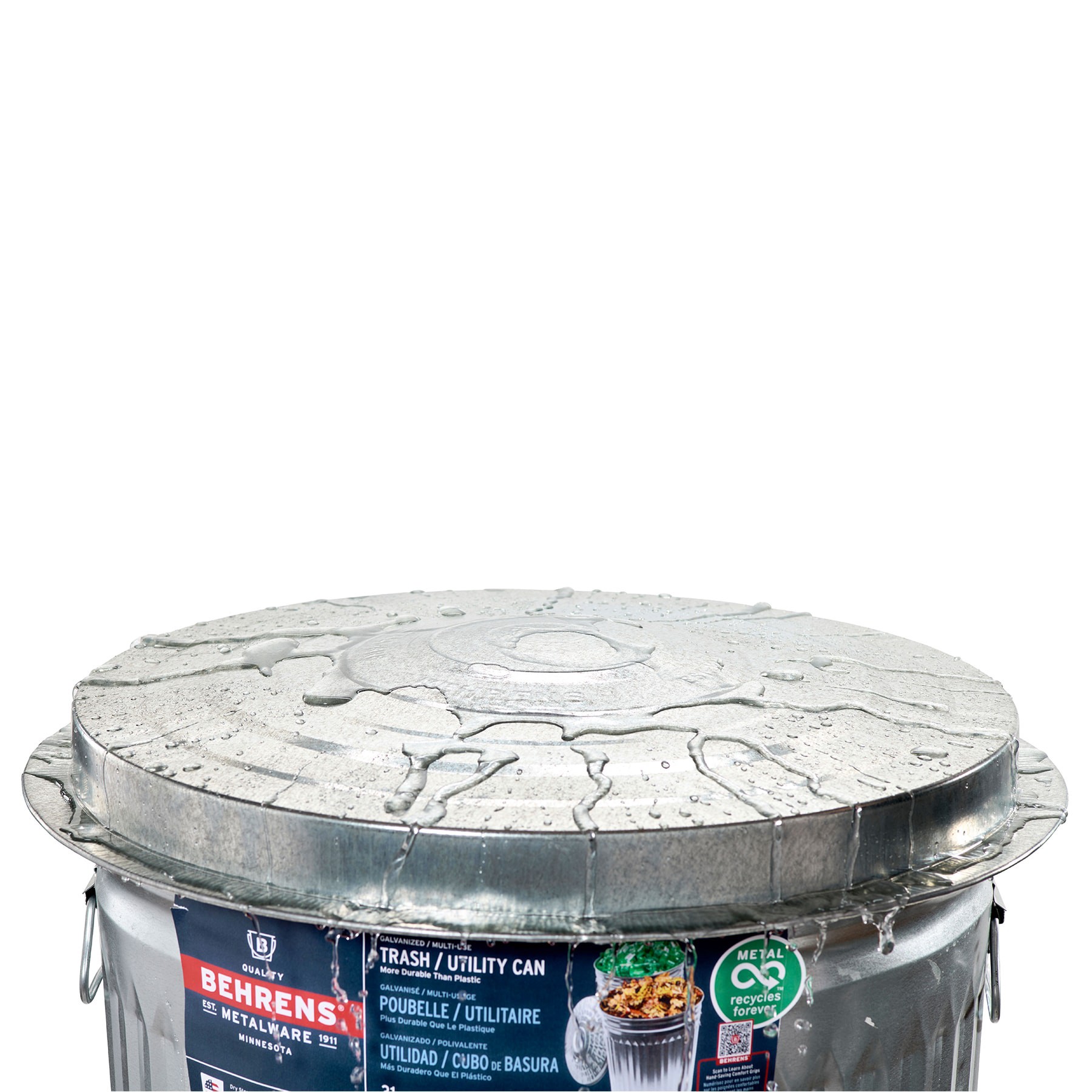 slide 6 of 6, Behrens 31-Gallons Silver/Galvanized Metal Outdoor Kitchen Trash Can with Lid, 1 ct