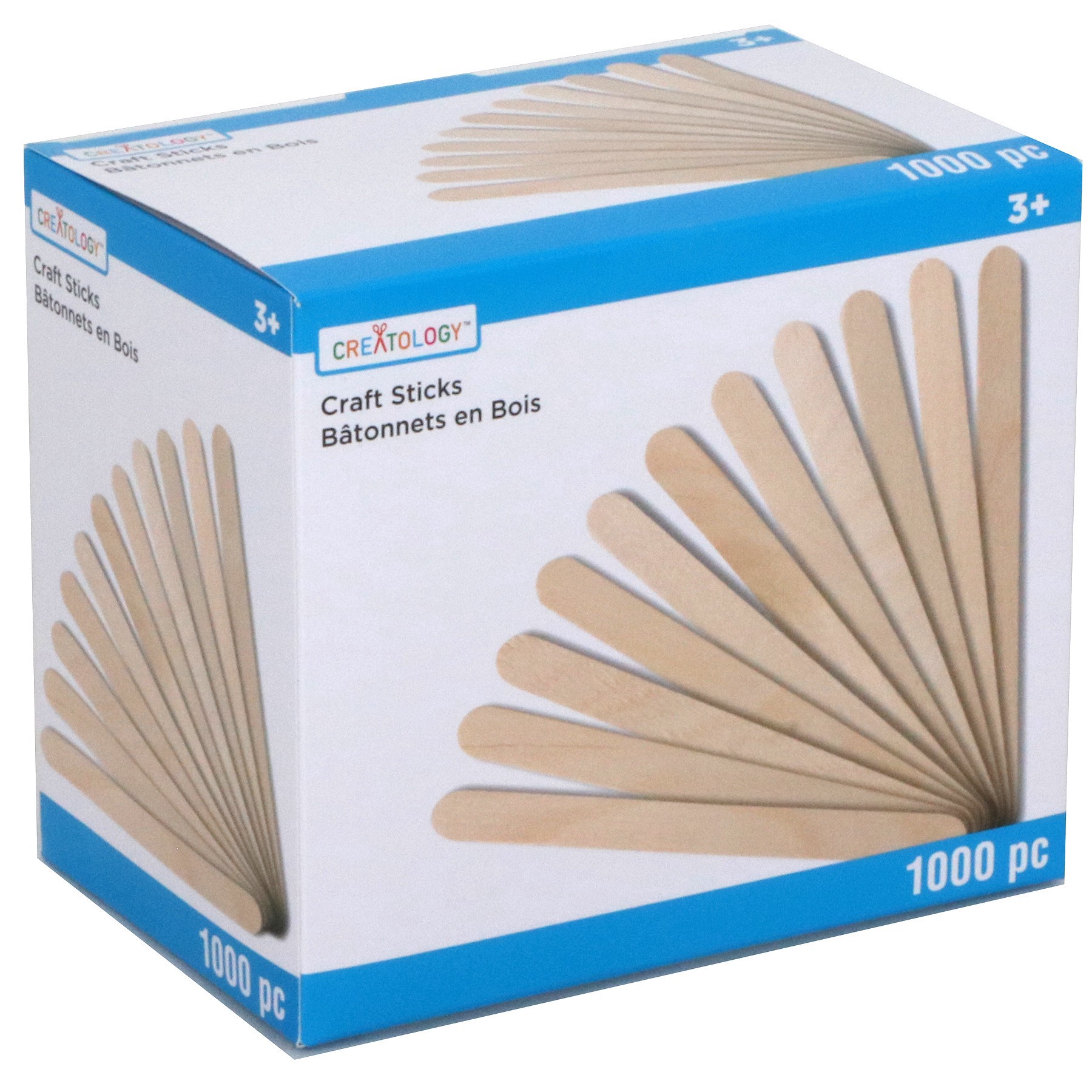 slide 5 of 5, Wood Craft Sticks By Creatology, 4.438 in x 0.312 in x 0.062 in