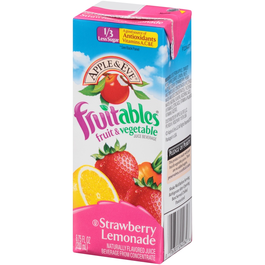 slide 3 of 8, Apple & Eve Fruitables Fruits & Vegetables Strawberry Lemonade Juice Beverage, 8 ct; 6.75 fl oz