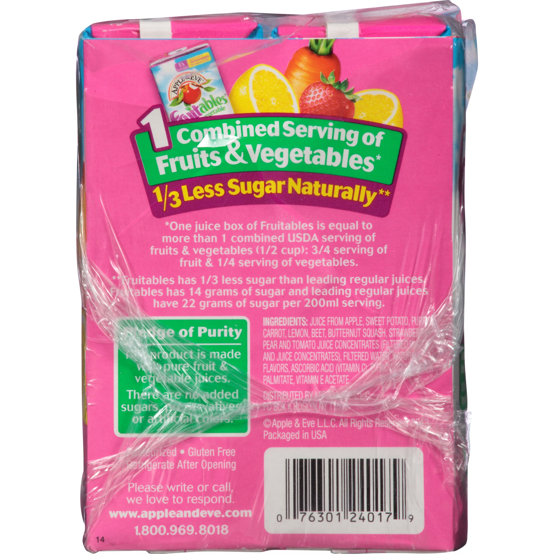 slide 6 of 8, Apple & Eve Fruitables Fruits & Vegetables Strawberry Lemonade Juice Beverage, 8 ct; 6.75 fl oz