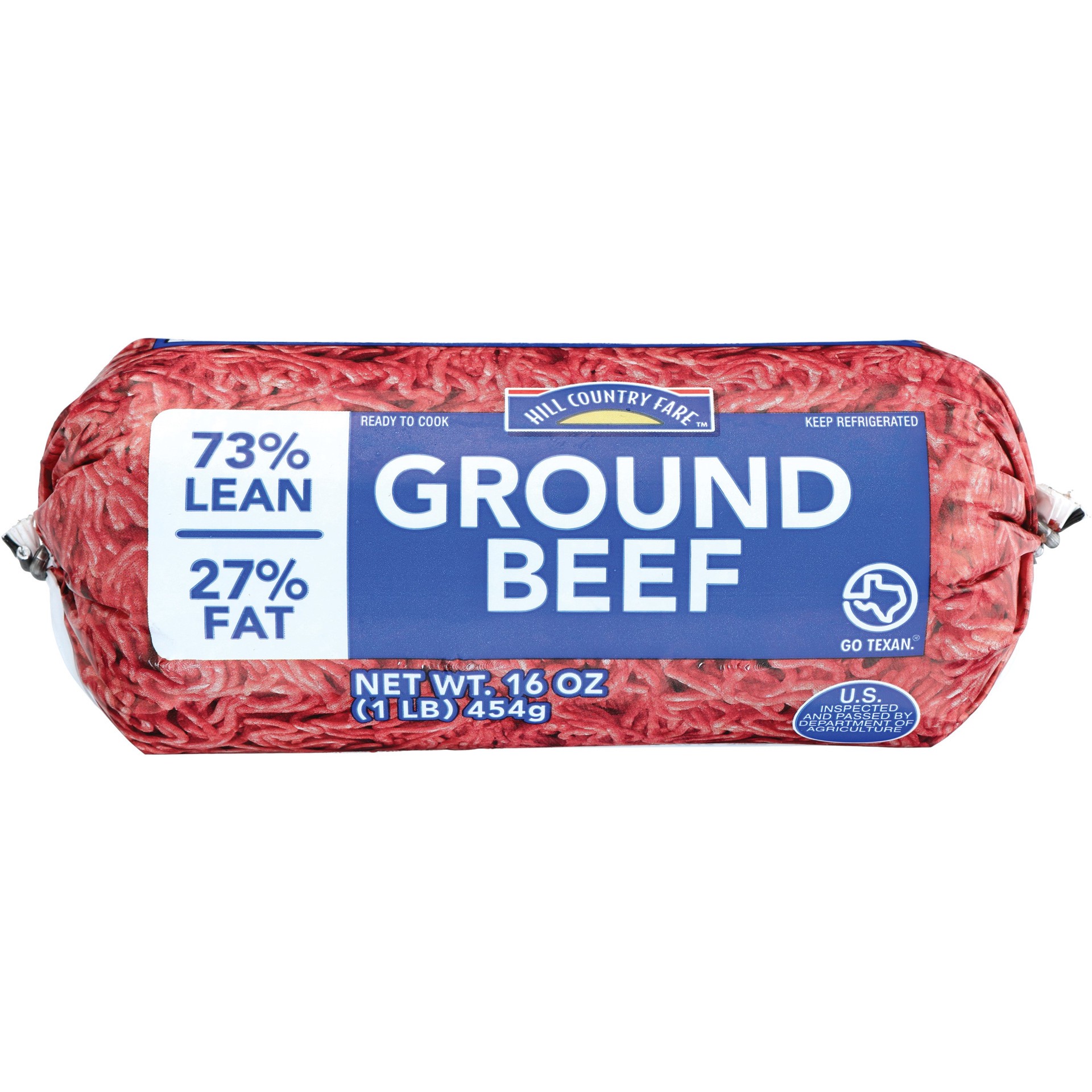 slide 1 of 1, Hill Country Fare Ground Beef, 73% Lean, 1 lb