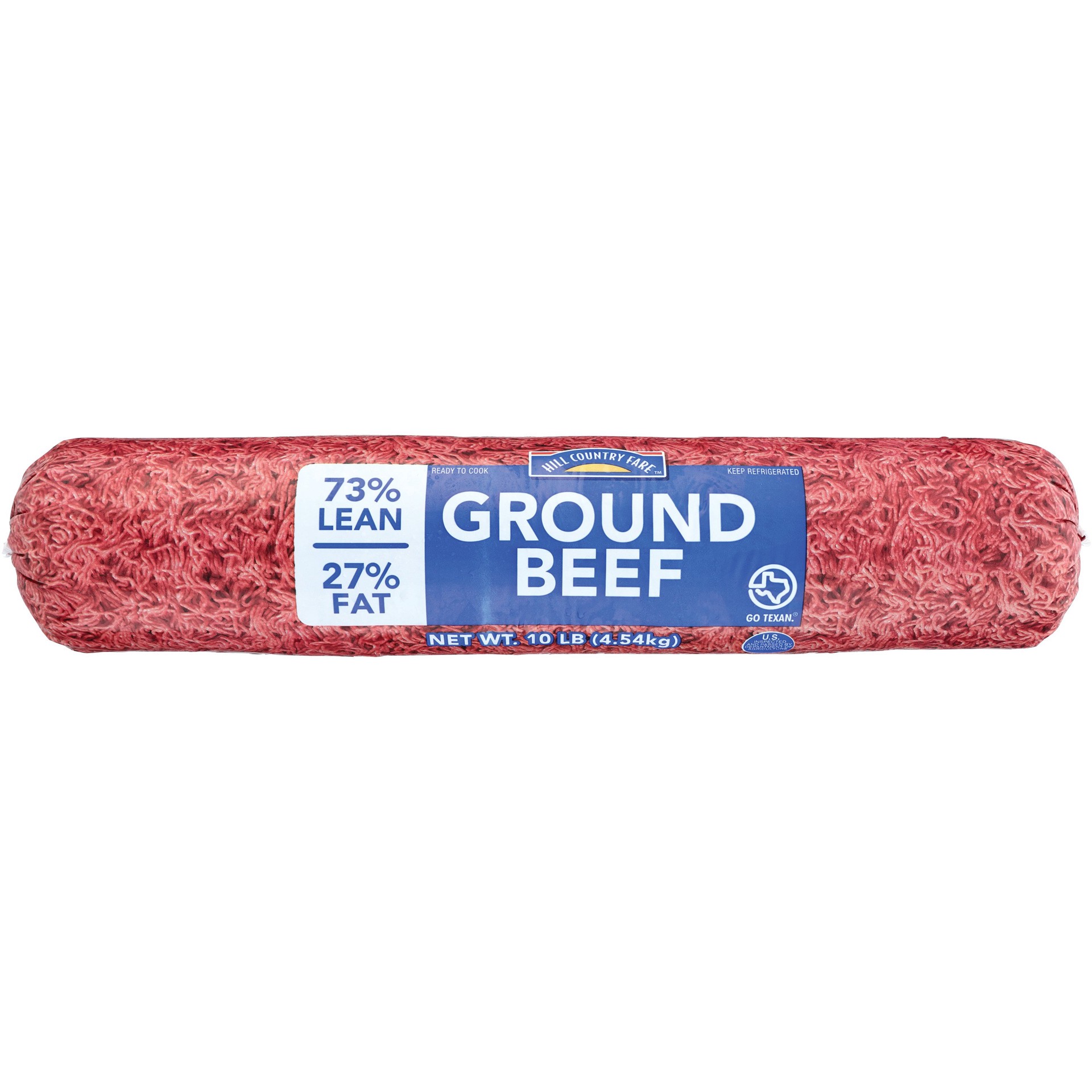 slide 1 of 1, Hill Country Fare Ground Beef, 73% Lean, 10 lb