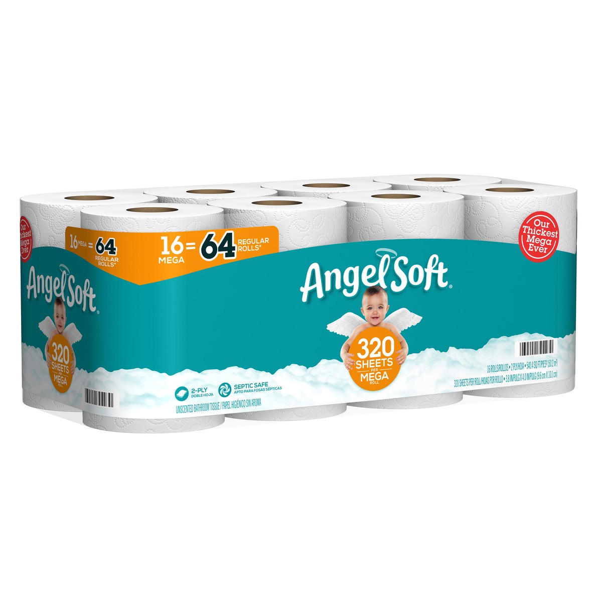 slide 6 of 6, Angel Soft Mega Roll Bath Tissue, 16 ct