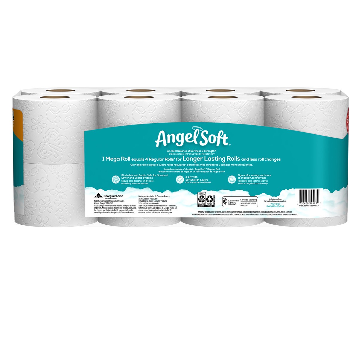 slide 4 of 6, Angel Soft Mega Roll Bath Tissue, 16 ct