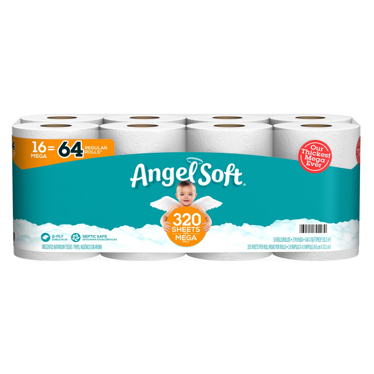 slide 5 of 6, Angel Soft Mega Roll Bath Tissue, 16 ct