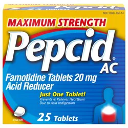 Pepcid AC Maximum Strength Heartburn Medicine, Famotidine, 25 ct