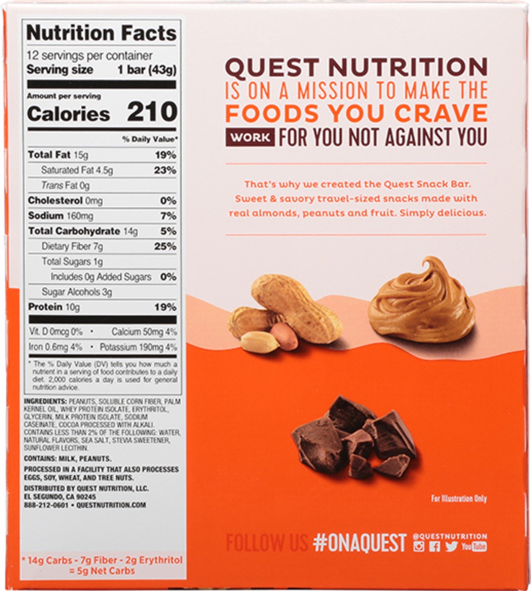 slide 10 of 13, Quest 12 Pack Peanut Chocolate Crunch Flavor Snack Bar 12 ea, 1 ct