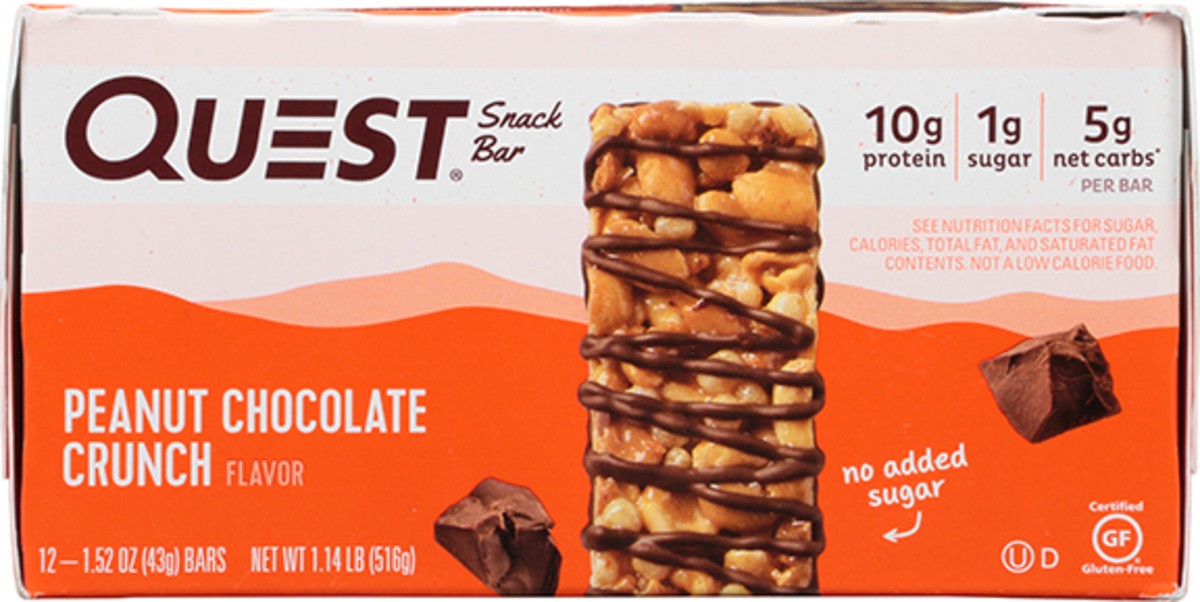 slide 9 of 13, Quest 12 Pack Peanut Chocolate Crunch Flavor Snack Bar 12 ea, 1 ct