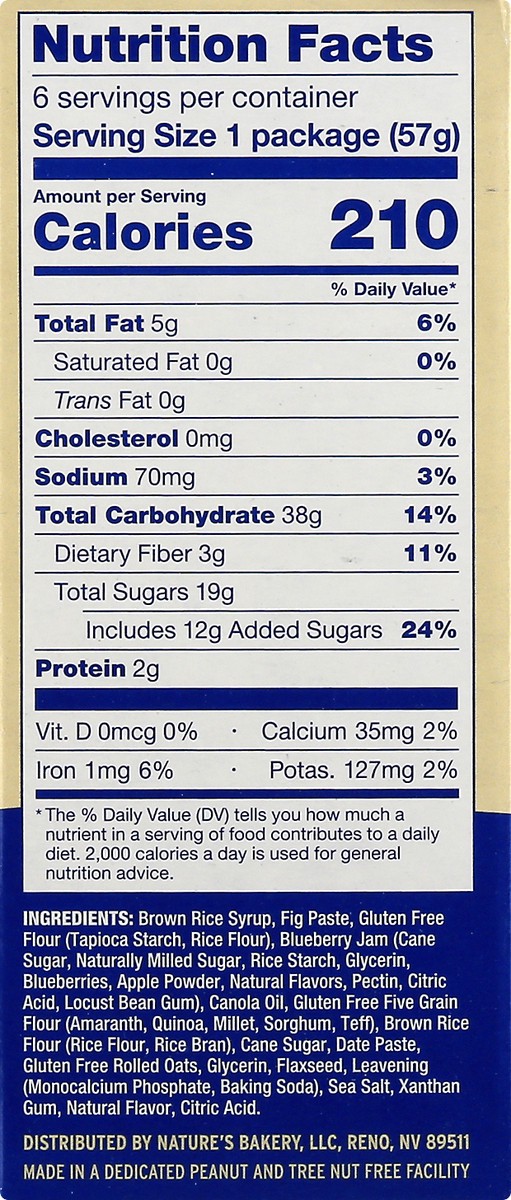 slide 8 of 9, Nature's Bakery Gluten Free 6 Twin Packs Blueberry Fig Bar 6 ea, 6 ct