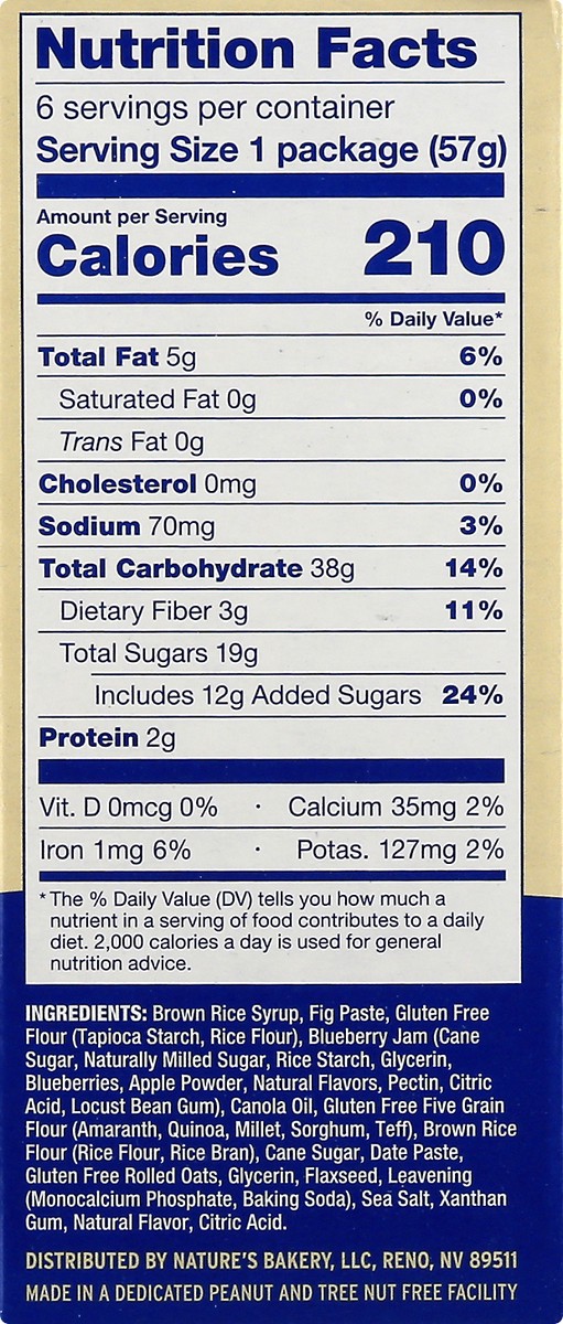 slide 7 of 9, Nature's Bakery Blueberry Gluten Free Fig Bars, Snack Bars, 6 Ct, 6 ct