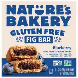 Nature's Bakery Blueberry Gluten Free Fig Bars, Snack Bars, 6 Ct