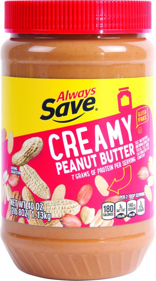 slide 1 of 1, Always Save Creamy Peanut Butter, 40 oz