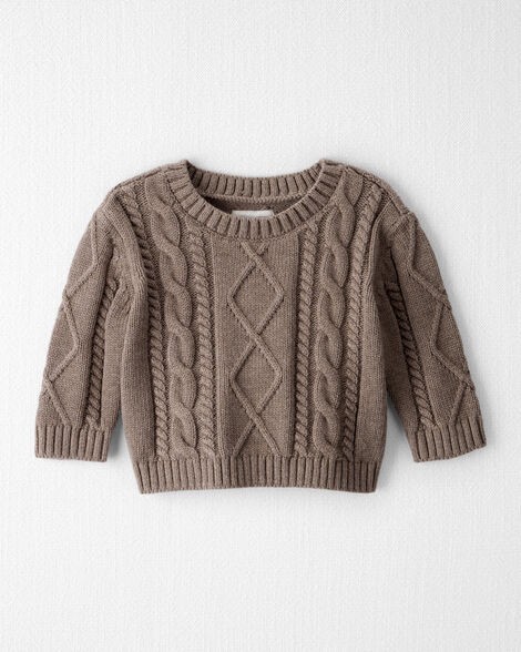 slide 1 of 3, Littleplanet Baby Organic Cotton Cable Knit Sweater Heather Brown 9M, 1 ct