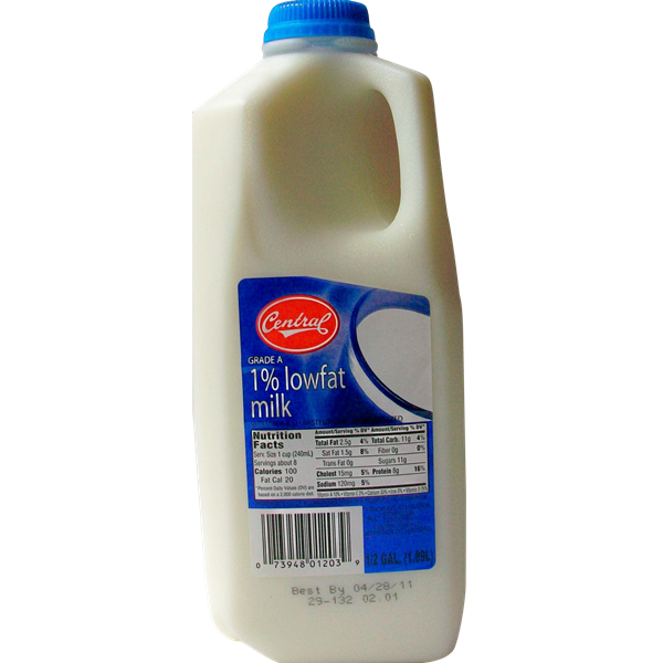 slide 1 of 1, Central Dairy 1% Milk, 64 fl oz