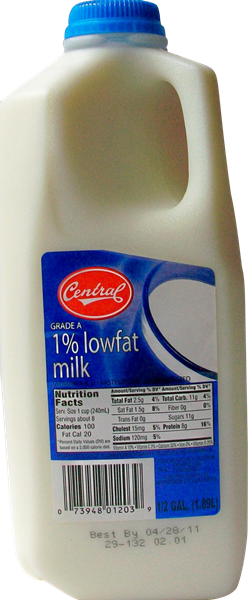 slide 1 of 1, Central Dairy 1% Milk, 64 fl oz