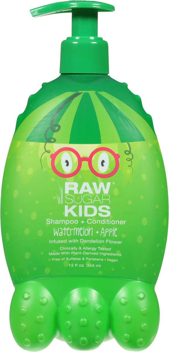 slide 11 of 12, Raw Sugar Kids 2-in-1 Shampoo & Conditioner - Watermelon + Apple, 12 oz
