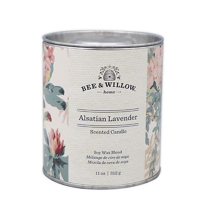 slide 1 of 1, Bee & Willow Home Alsatian Lavender Tin Candle with Floral Design, 11 oz