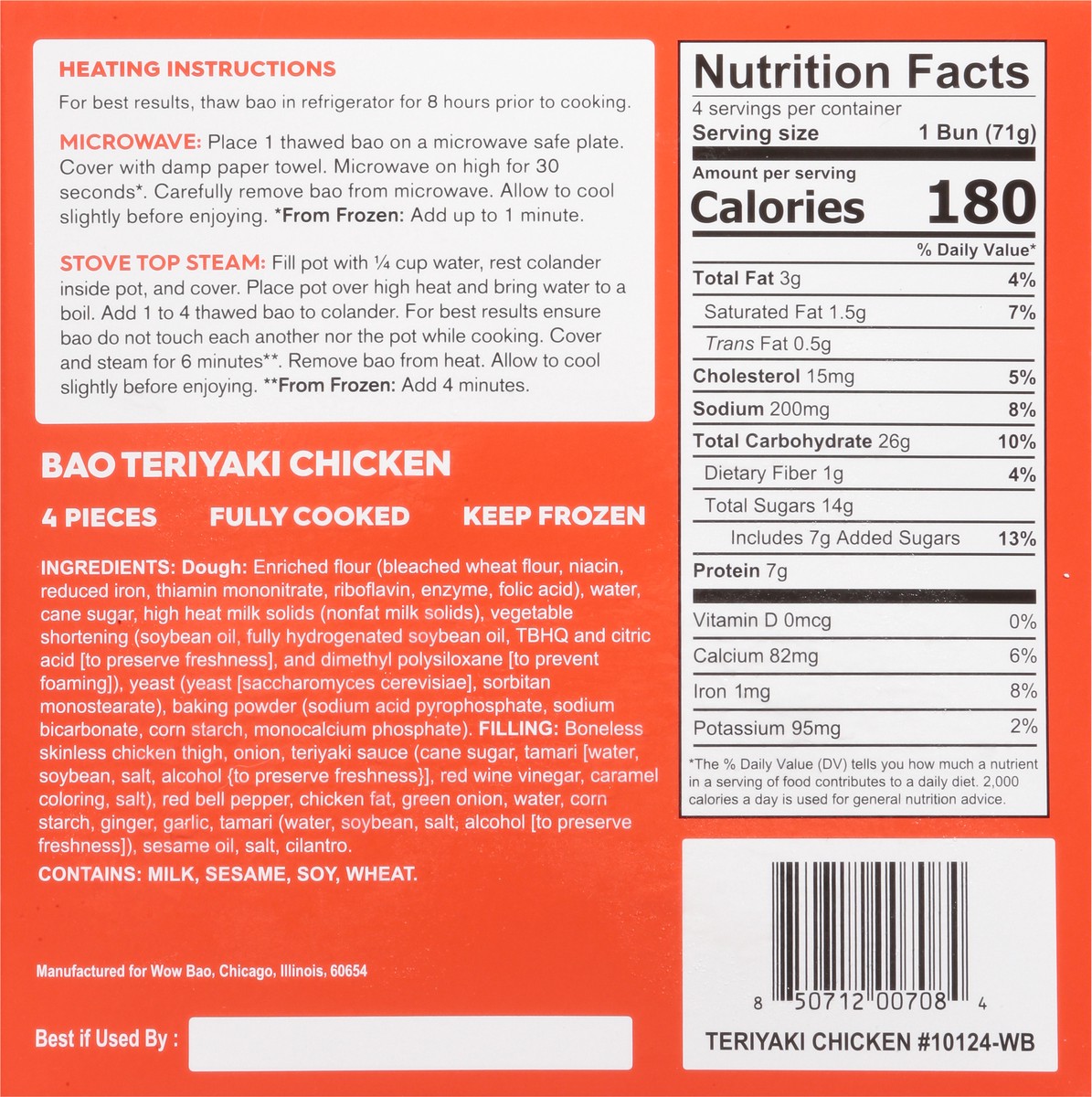 slide 3 of 13, Wow Bao Steamed bun filled with roasted chicken, bell peppers, green onion and sweet teriyaki sauce, 10 oz