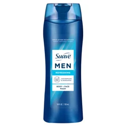 Suave Men Refreshing 2-in-1 Body & Face Wash with Glycerin & Vitamin E - 18 fl oz
