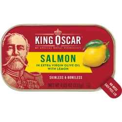King Oscar Skinless & Boneless Premium Salmon in Olive Oil with Lemon, 4.05 oz