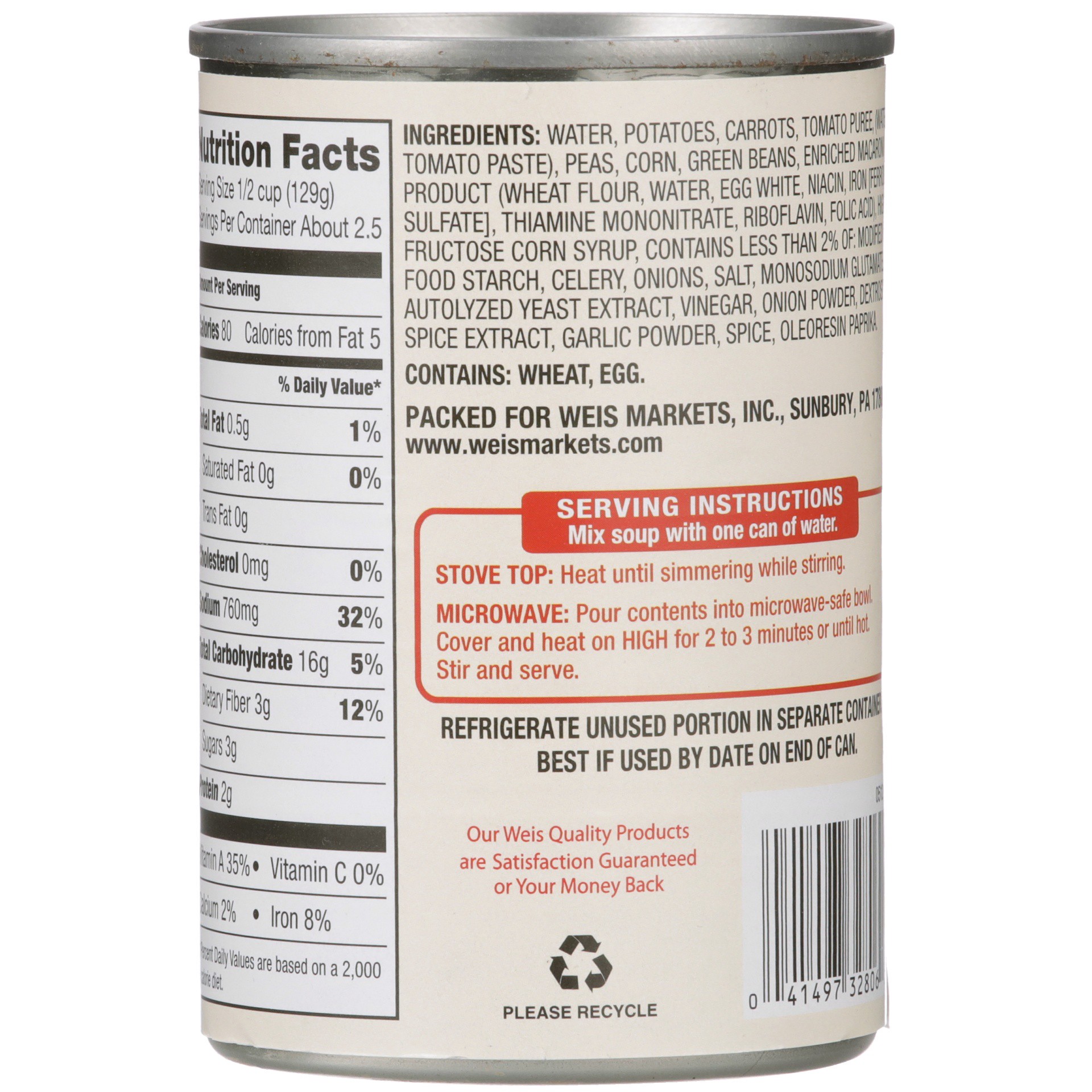 slide 3 of 6, Weis Quality VeGetararian Vegetable Condensed Soup, 10.75 oz