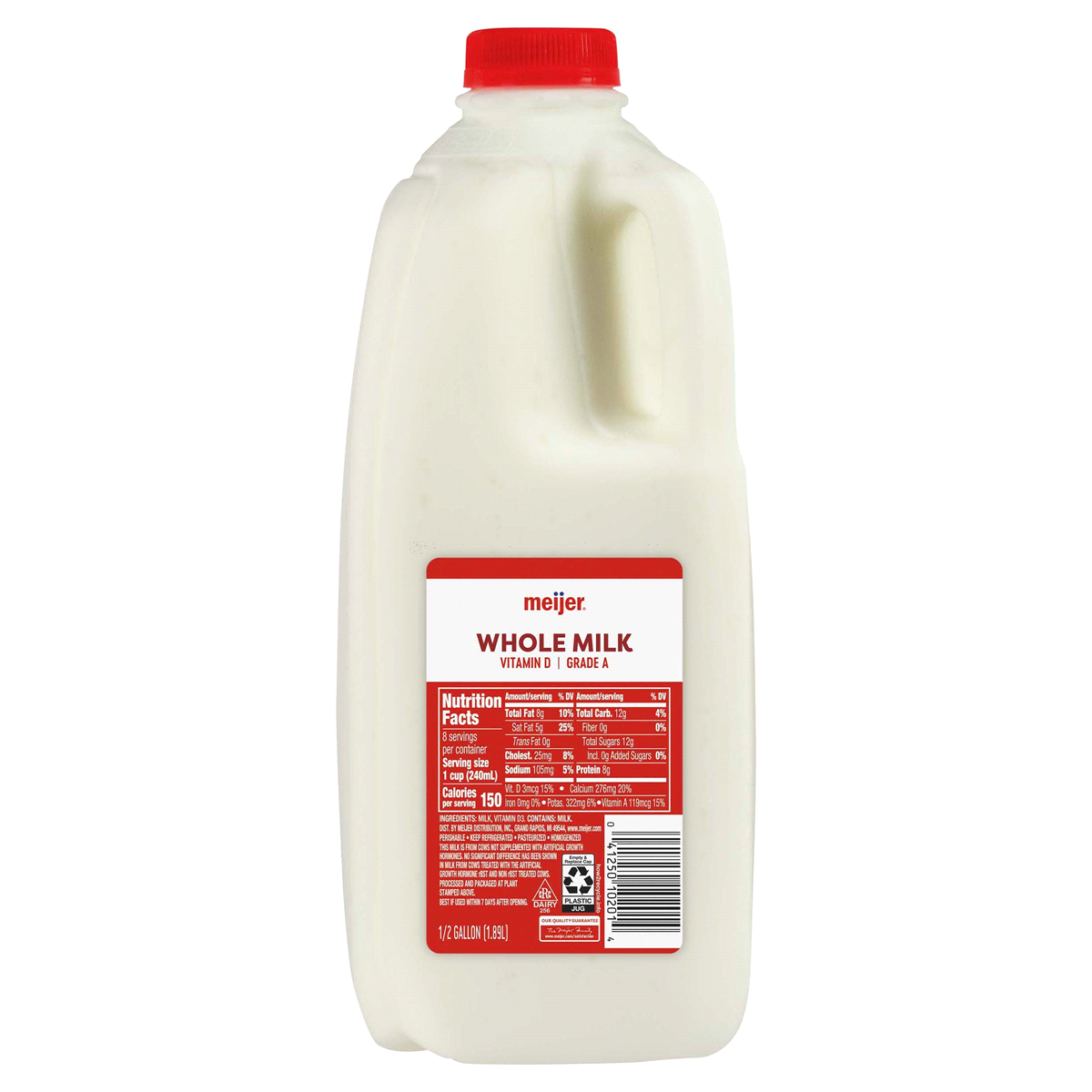 slide 1 of 5, Meijer Whole Milk, ½ Gallon, 1/2 gal