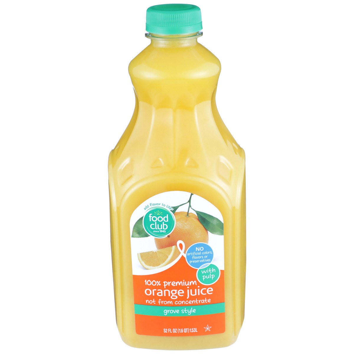 slide 1 of 9, Food Club 100% Premium Grove Style Orange Juice - 52 fl oz, 52 fl oz