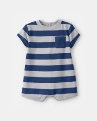 Carter's Baby Boy Stripe Short-Sleeve Romper - Blue/Grey 3M