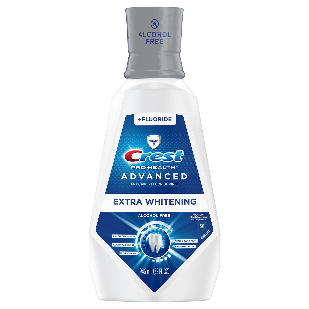 slide 1 of 3, Crest Pro-Health Advanced Mouthwash, Alcohol Free, Extra Whitening, Energizing Mint Flavor, 946 mL (32 fl oz), 32 fl oz