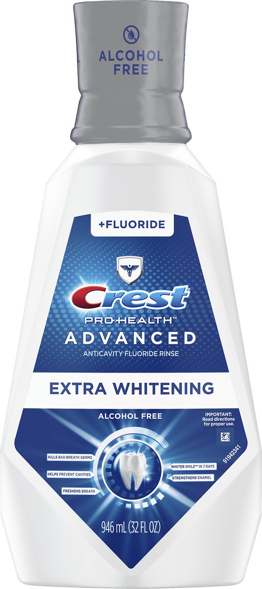 slide 3 of 3, Crest Prohealth Advanced Anticavity Fluoride Mouth Wash Extra Whitening, 946 ml