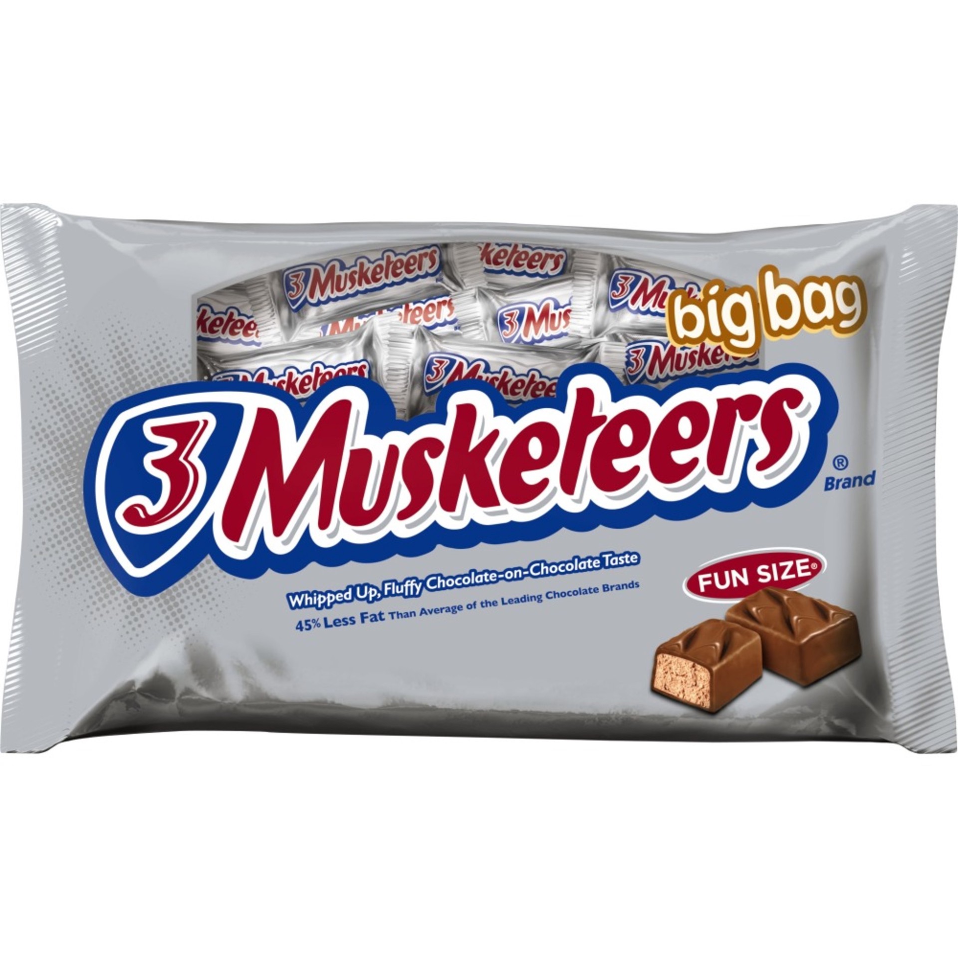 slide 1 of 3, 3 MUSKETEERS, Whipped Up Fluffy Fun Size Chocolate Candy Bars, 22.49 Oz, 22.49 oz