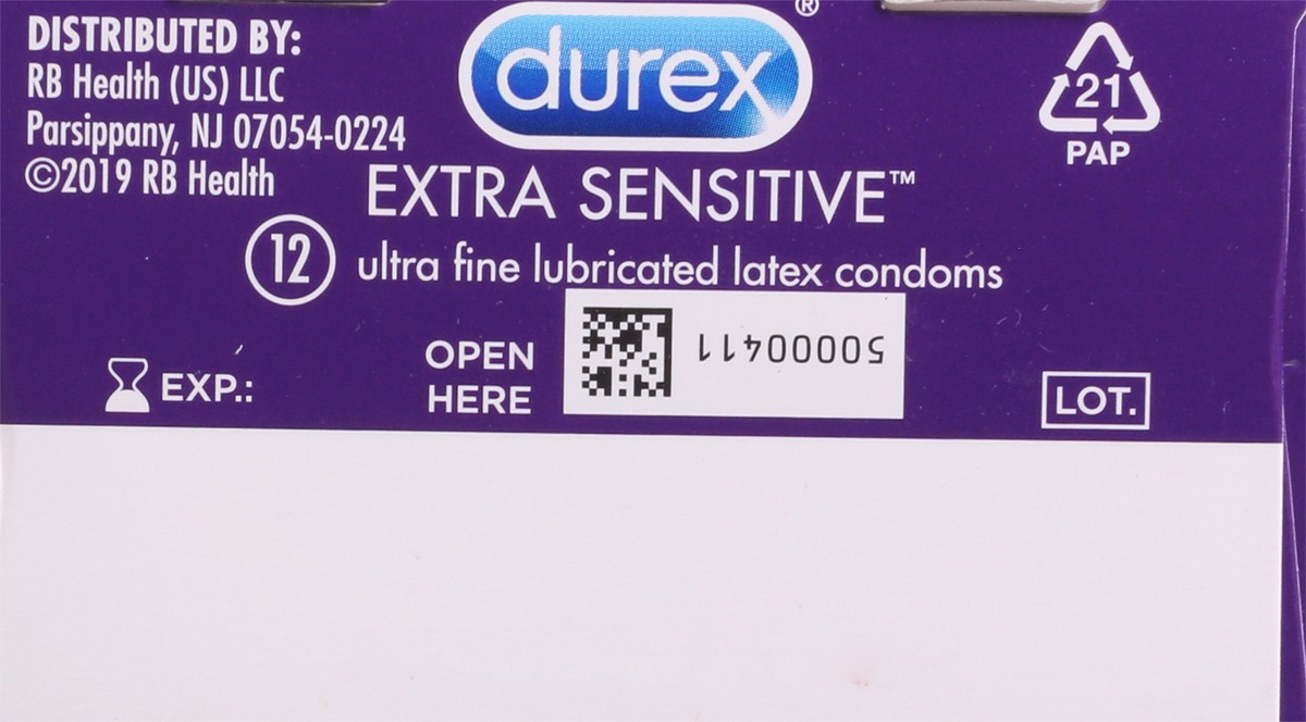 slide 4 of 9, Durex Extra Sensitive Ultra Thin Condoms, 12 oz