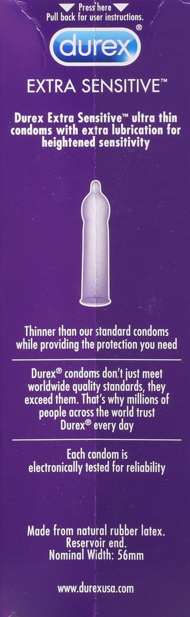 slide 8 of 9, Durex Extra Sensitive Ultra Thin Condoms, 12 oz