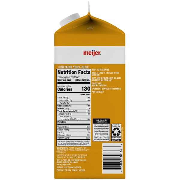 slide 4 of 5, Meijer No Pulp Orange Juice with Calcium and Vitamin D - 59 oz, 59 oz