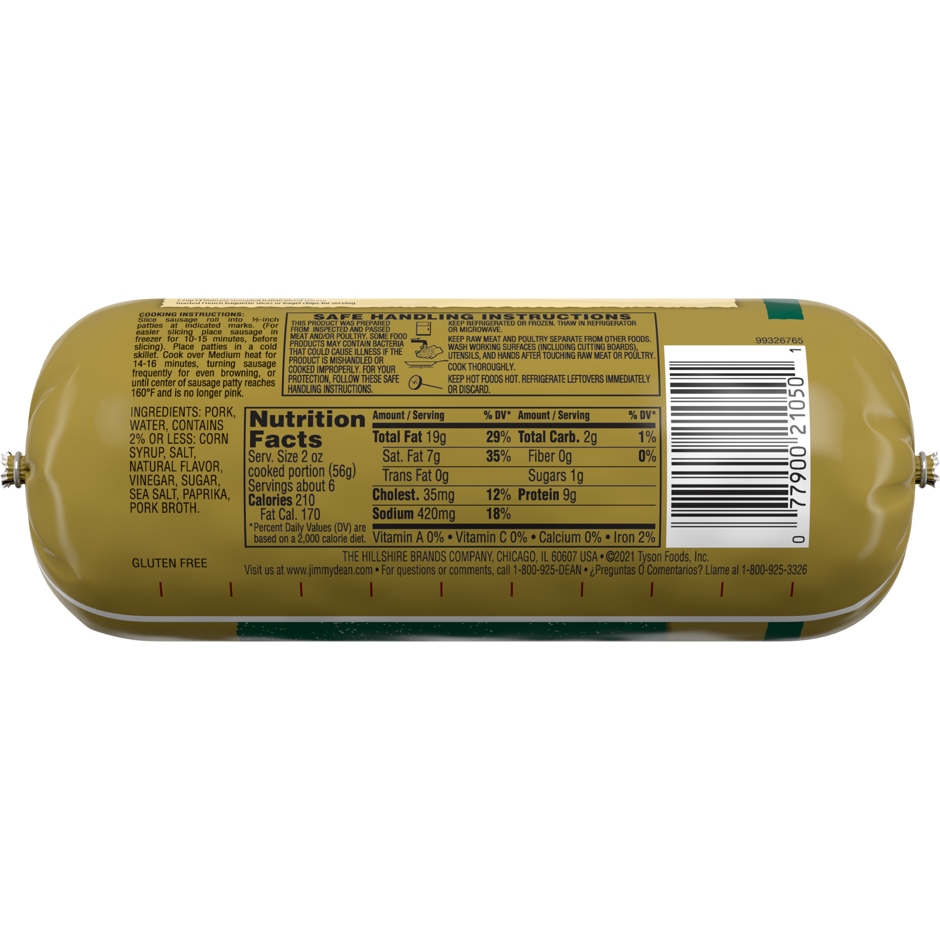 slide 7 of 10, Jimmy Dean Premium Pork Italian Breakfast Sausage Roll, 16 oz, 453.59 g