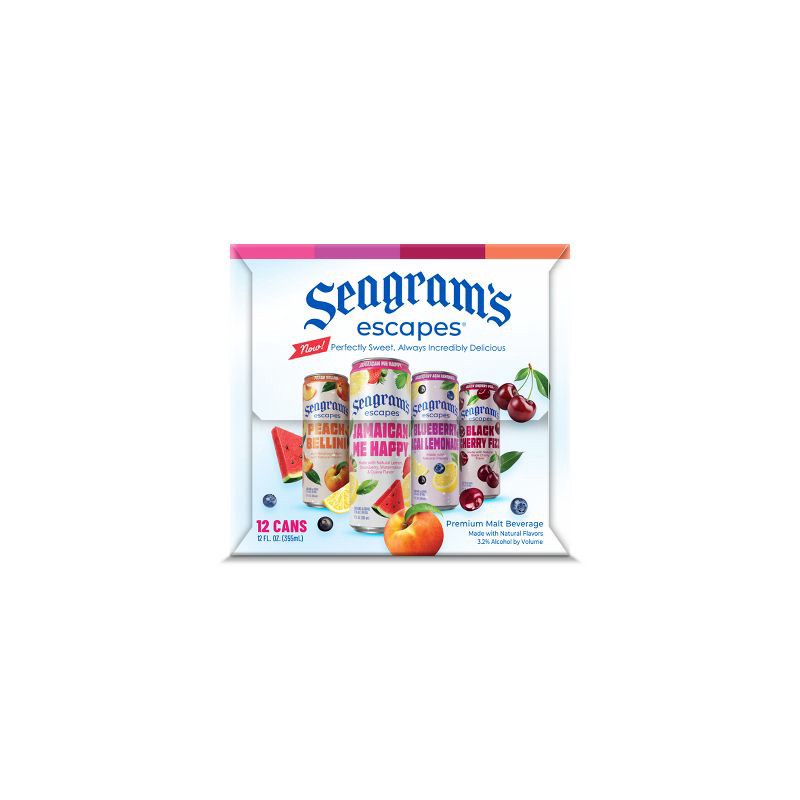 slide 8 of 8, Seagram's Escapes Malt Beverage Variety Pack - 12pk/12 fl oz Cans, 12 ct, 11.2 fl oz
