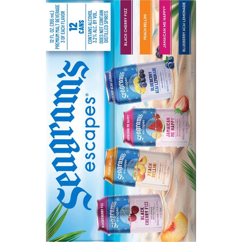 slide 6 of 8, Seagram's Escapes Malt Beverage Variety Pack - 12pk/12 fl oz Cans, 12 ct, 11.2 fl oz