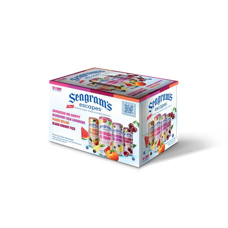 slide 4 of 8, Seagram's Escapes Malt Beverage Variety Pack - 12pk/12 fl oz Cans, 12 ct, 11.2 fl oz