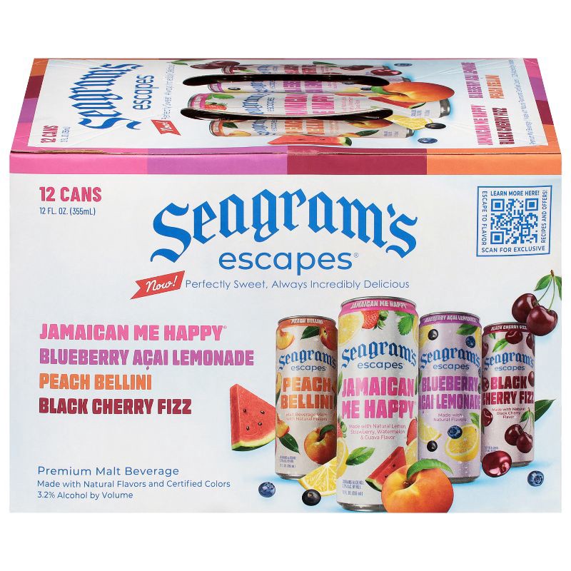 slide 7 of 8, Seagram's Escapes Malt Beverage Variety Pack - 12pk/12 fl oz Cans, 12 ct, 11.2 fl oz
